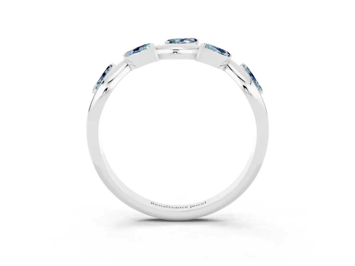 Marquise Aquamarine Twisted Band with Prong Setting Silver