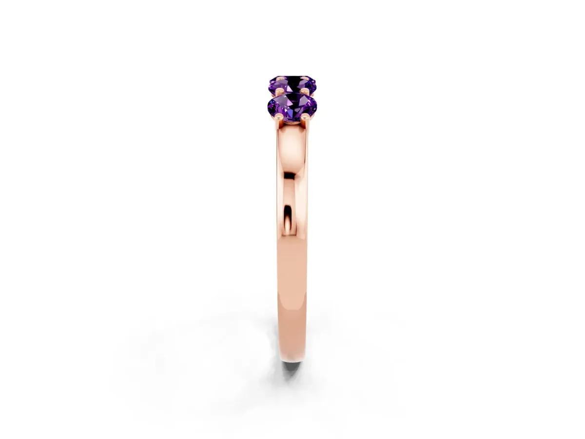 Four-Stone Round Amethyst Prong-Set Band Rose gold