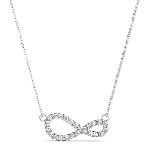 Pavé Round Diamond Infinity Pendant with Prong Setting White gold