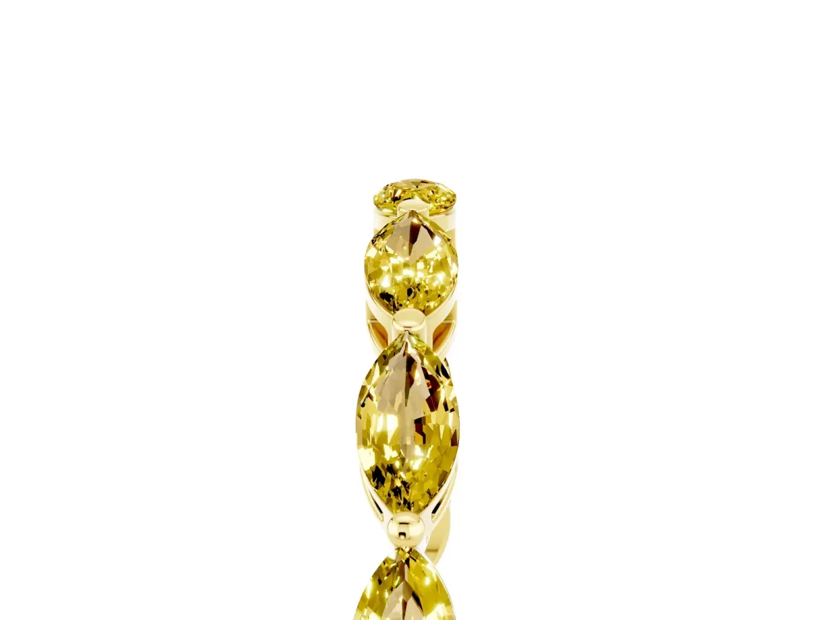 Marquise Yellow Sapphire Eternity Band with U-Prong Setting Yellow gold