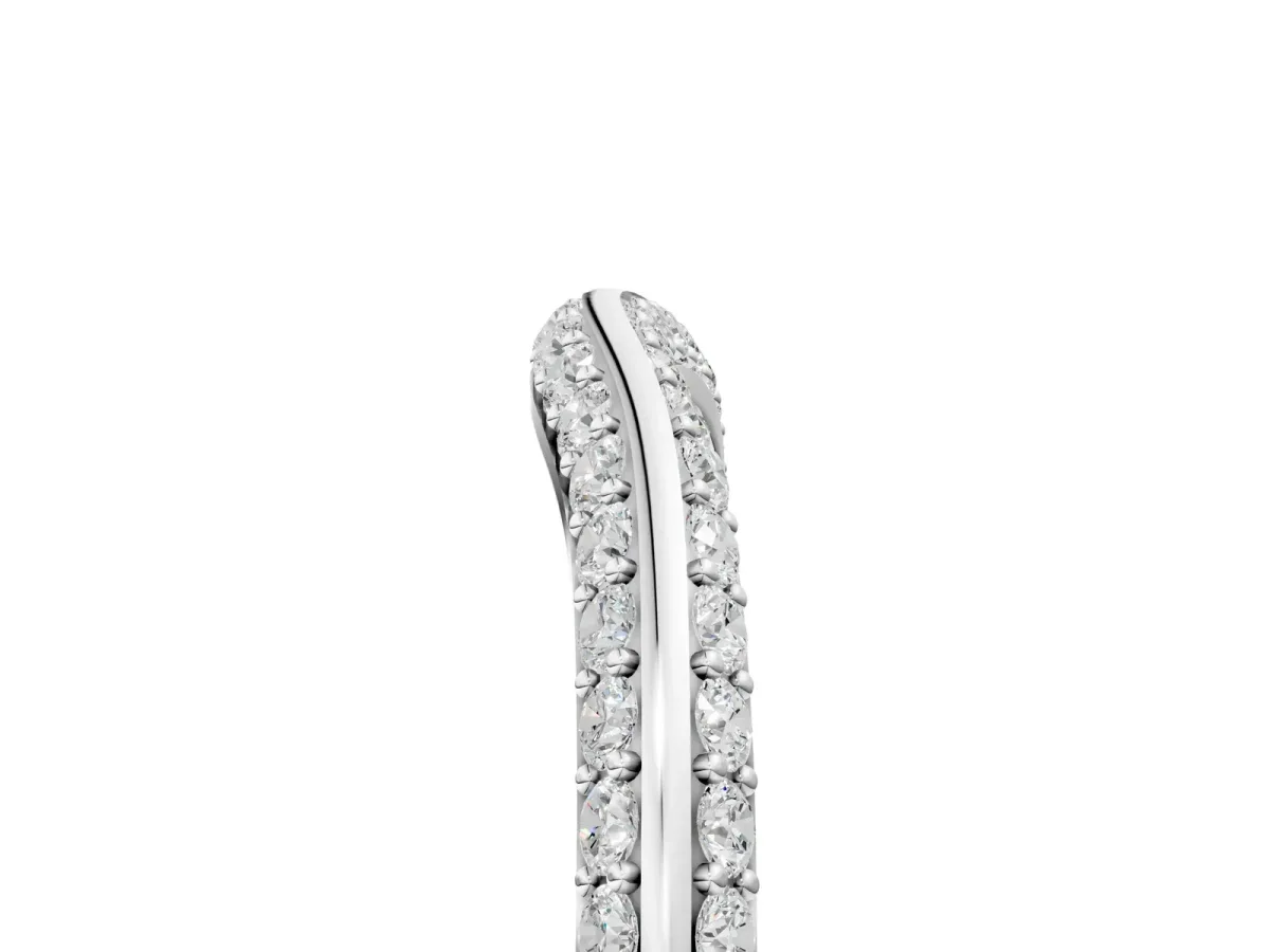 Pavé Round Diamond Wave Band with Shared Prong Setting White gold