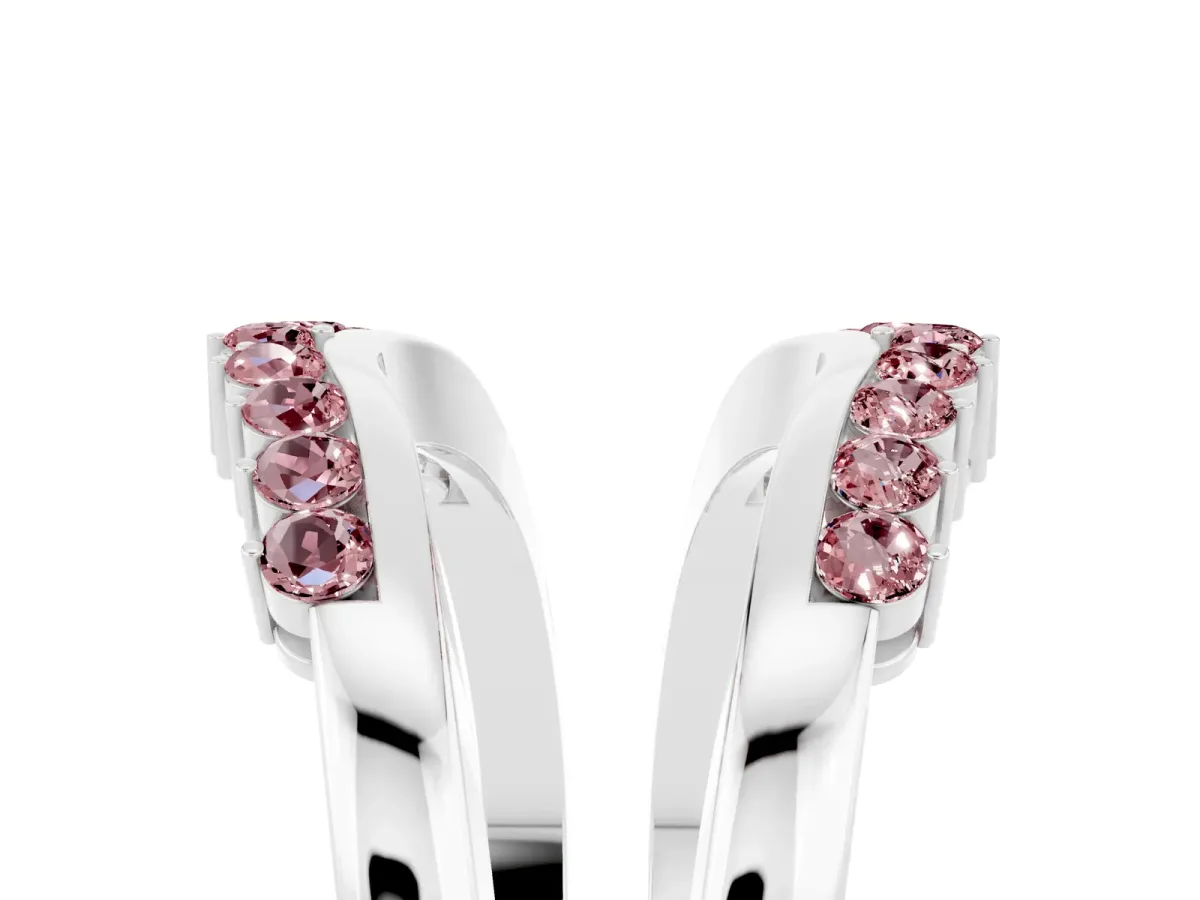 Round Morganite Chevron Contour Band with Prong Setting Platinum