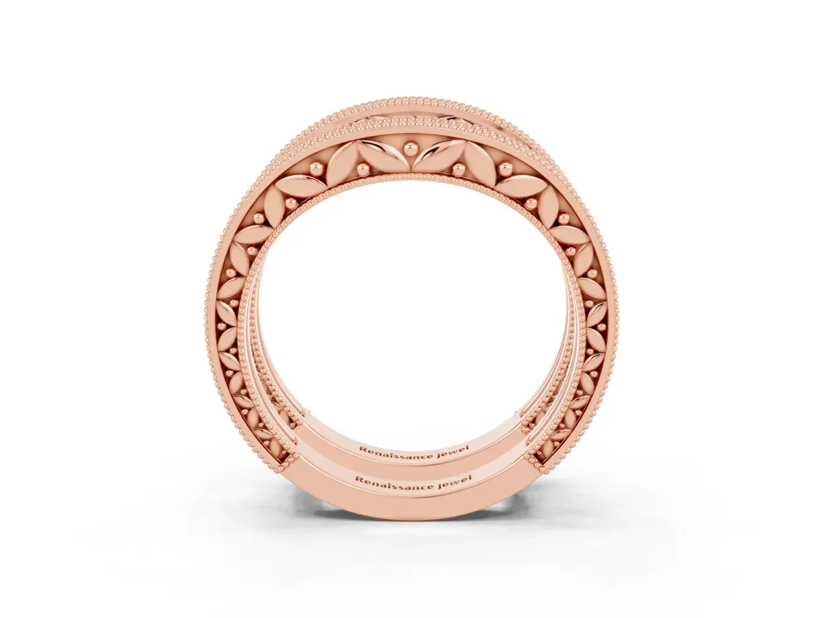 Round Citrine Milgrain Eternity Band with Channel Setting Rose gold