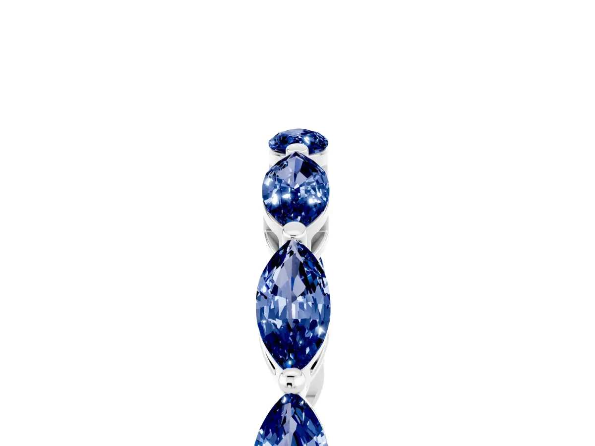 Marquise Blue Sapphire Eternity Band with U-Prong Setting White gold