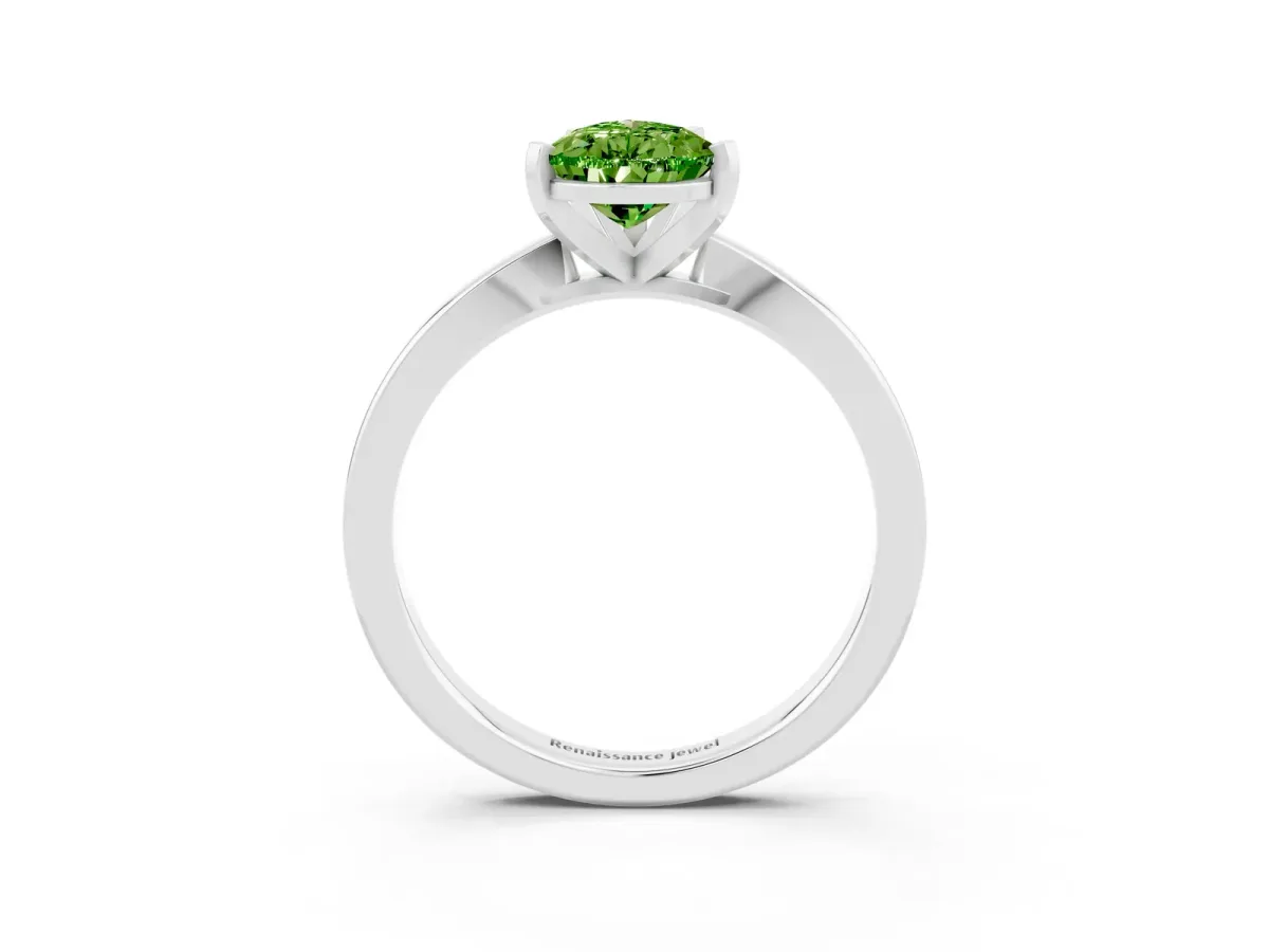 Pear Cut Peridot Solitaire Engagement Ring with Classic Band and Four-Prong Setting White gold