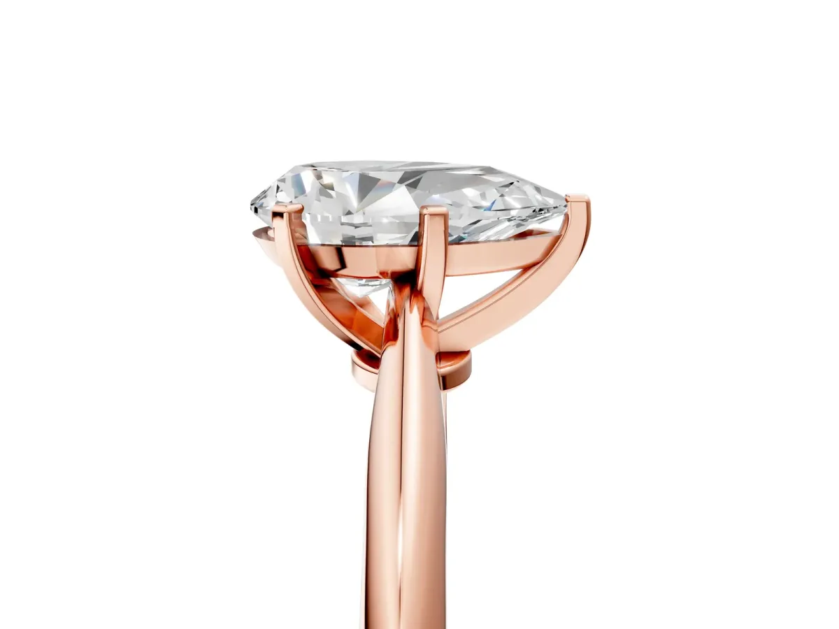 Pear Cut Diamond Solitaire Engagement Ring with Classic Band and Four-Prong Setting Rose gold