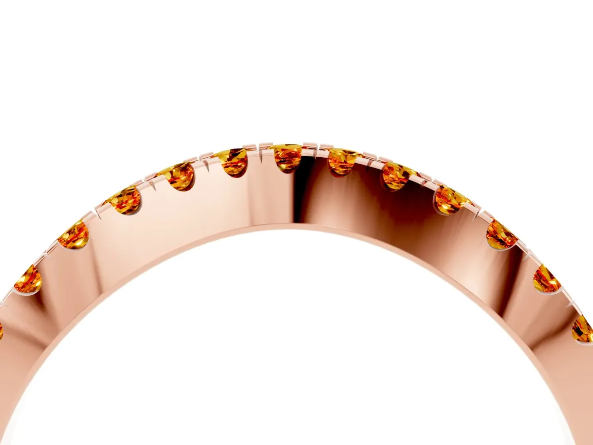 Round Citrine Pavé Curved Band with Shared Prong Setting Rose gold