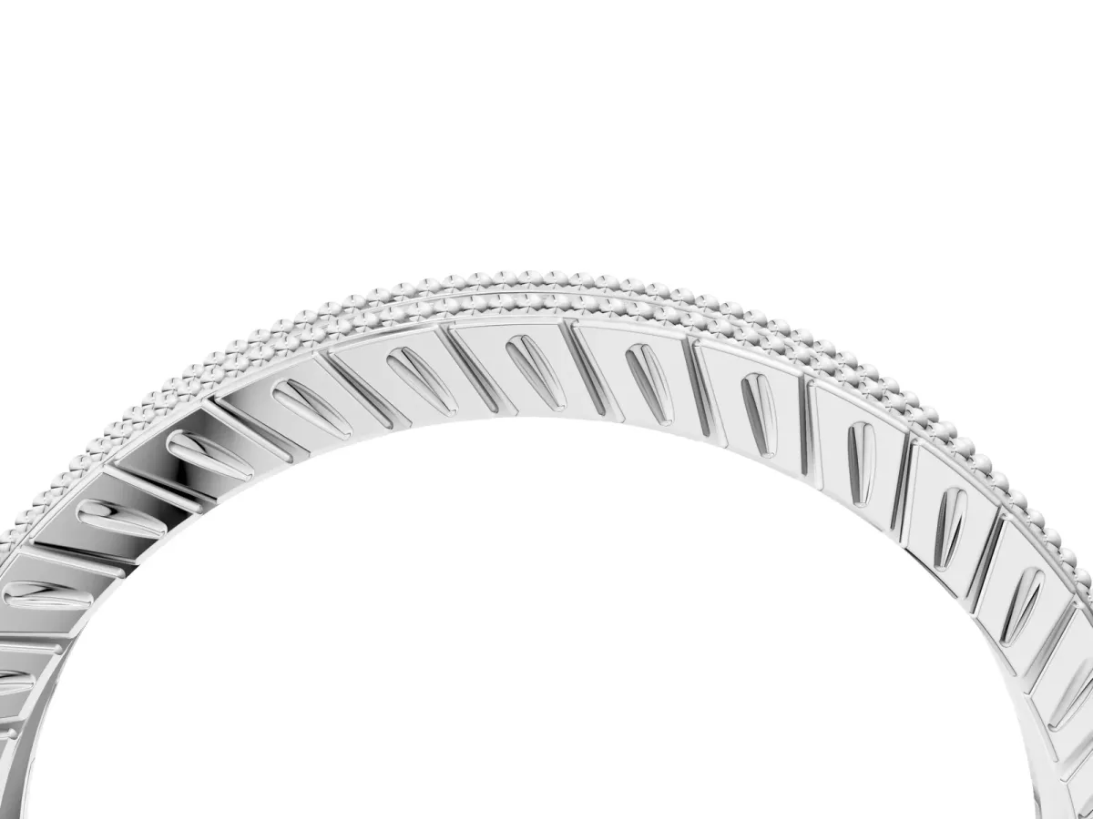 Round Cut Diamond Milgrain Bezel Set Eternity Band Platinum