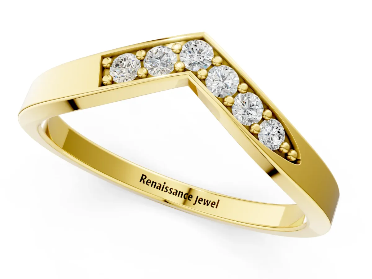 Chevron Pavé Round Diamond Twist Band Yellow gold