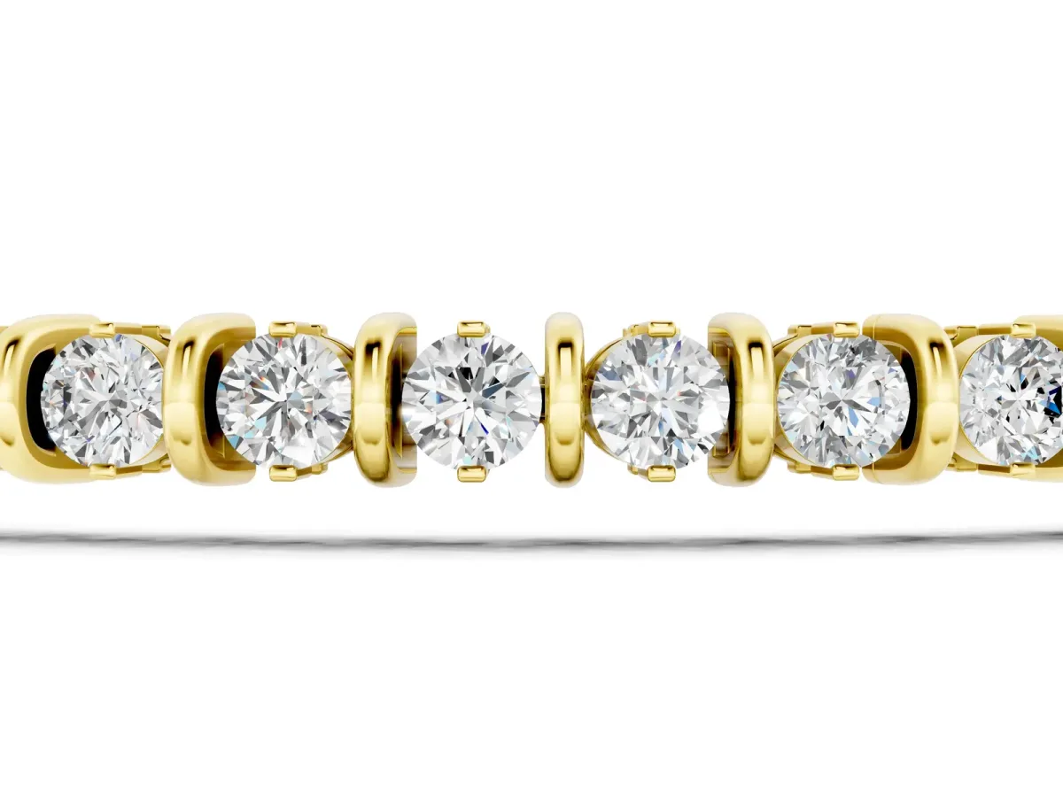 Round Diamond Tennis Bracelet with Channel Setting and Box Clasp Yellow gold