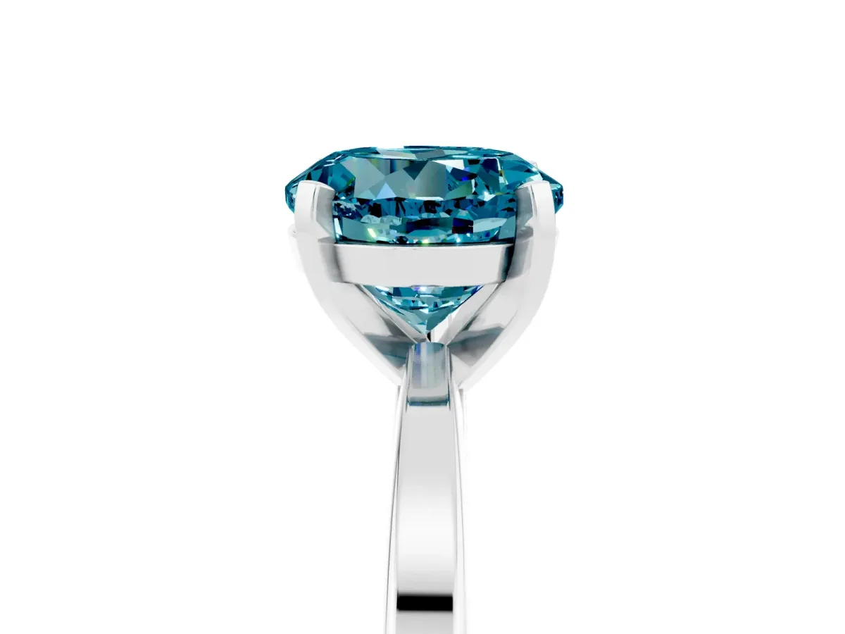 Round Cut Blue Topaz Solitaire Engagement Ring with Classic Band and Four-Prong Setting Silver