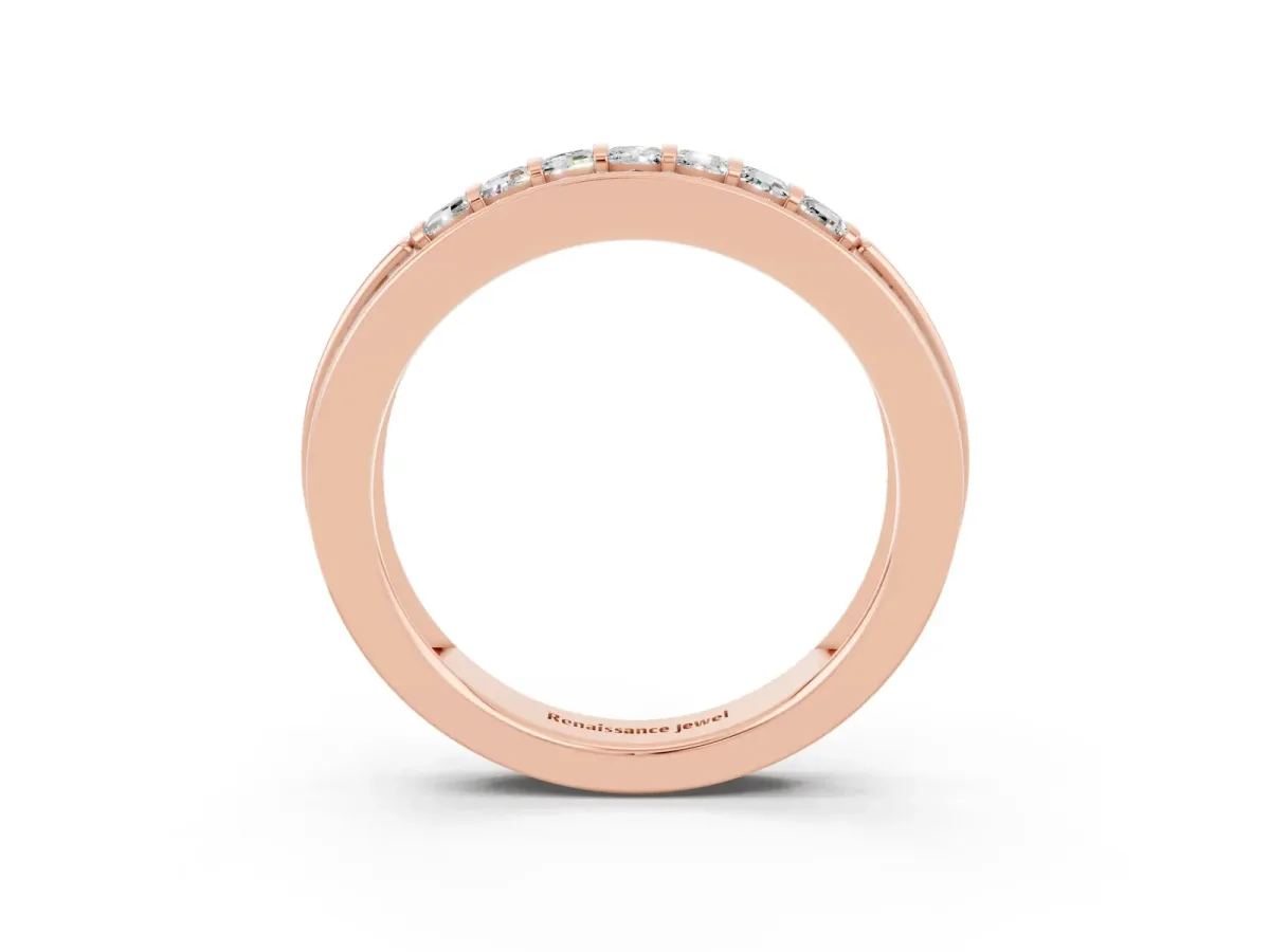 Bar-Set Princess Cut Moissanite Pavé Band Rose gold
