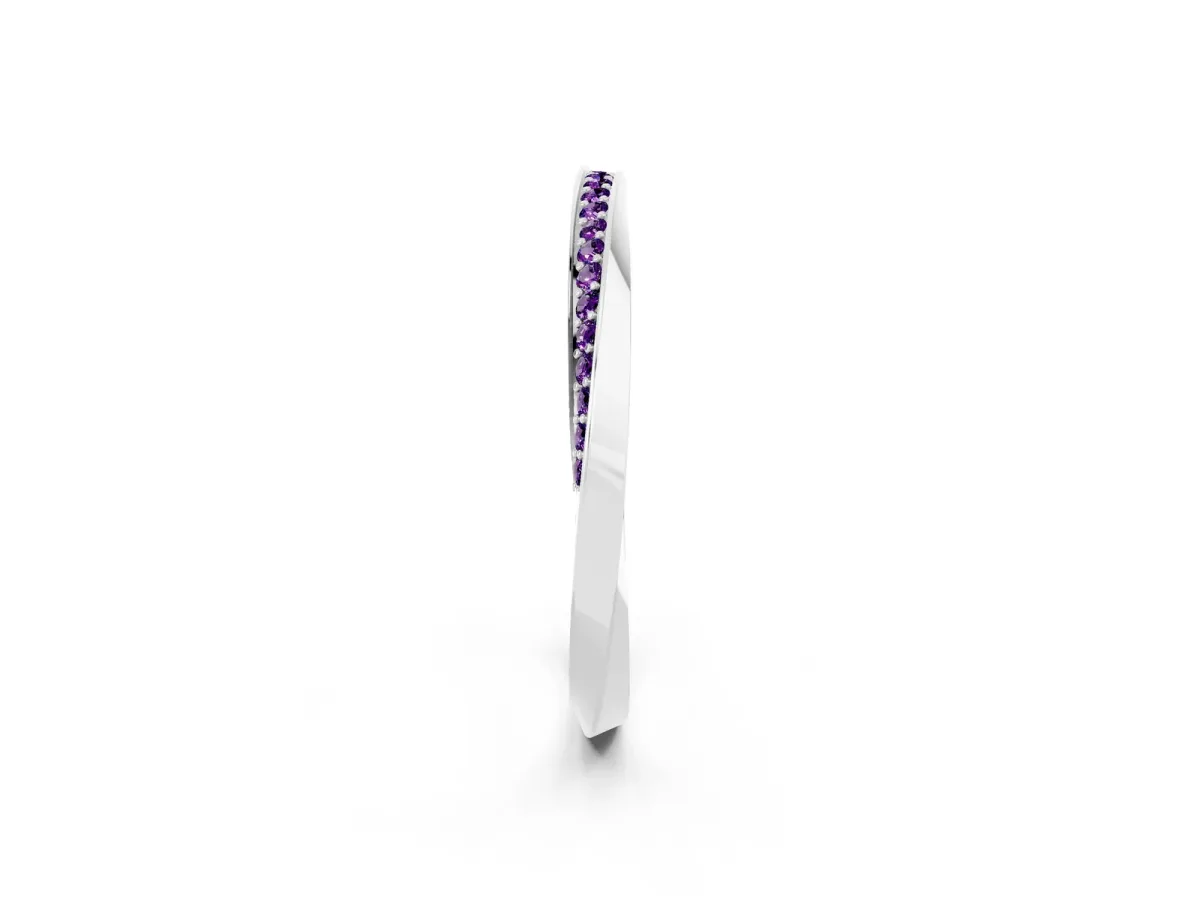Pavé Round Amethyst Twist Band White gold