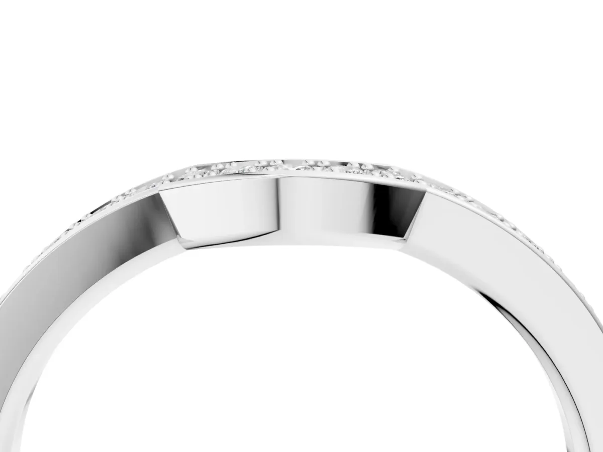 Pavé Round Diamond Contour Band with Channel Setting Silver