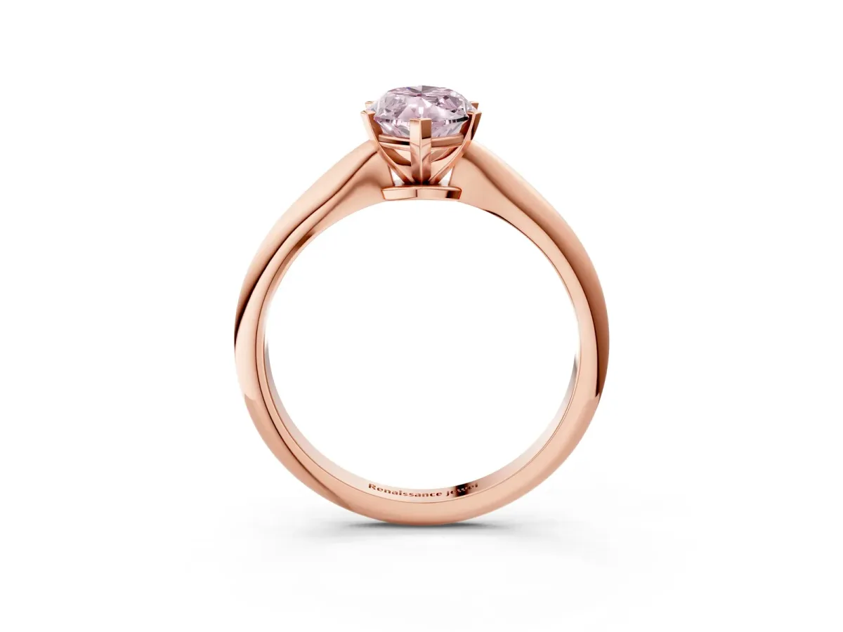 Fancy Pink Marquise Cut Diamond Solitaire Engagement Ring with Classic Band and Four-Prong Setting Rose gold