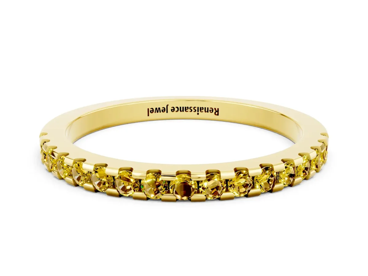 Round Yellow Sapphire Pavé Set Eternity Band with Micro Prong Setting Yellow gold