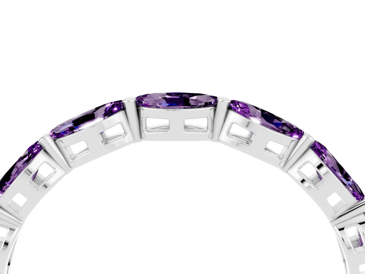 Marquise Amethyst Eternity Band with U-Prong Setting Platinum