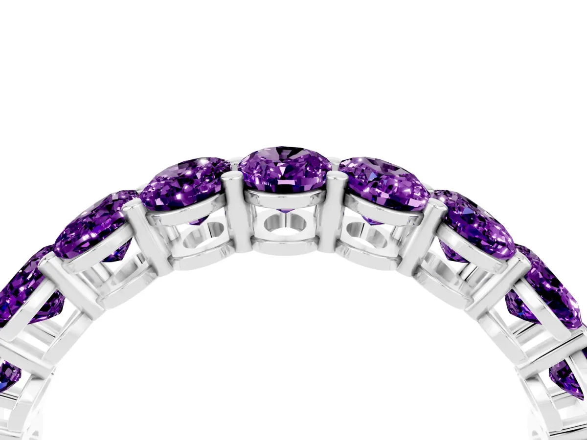Oval Cut Amethyst Eternity Band with Shared Prong Setting Platinum
