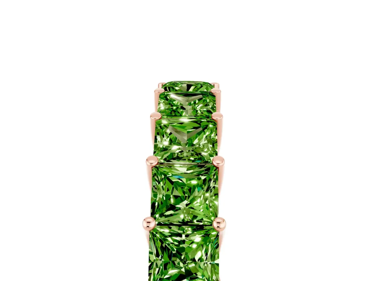 Princess Cut Peridot Channel-Set Eternity Band with Prong Setting Rose gold
