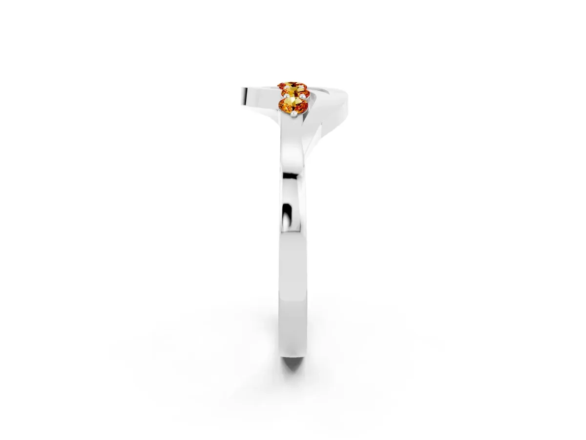 Five-Stone Round Citrine Crossover Band with Prong Setting Platinum