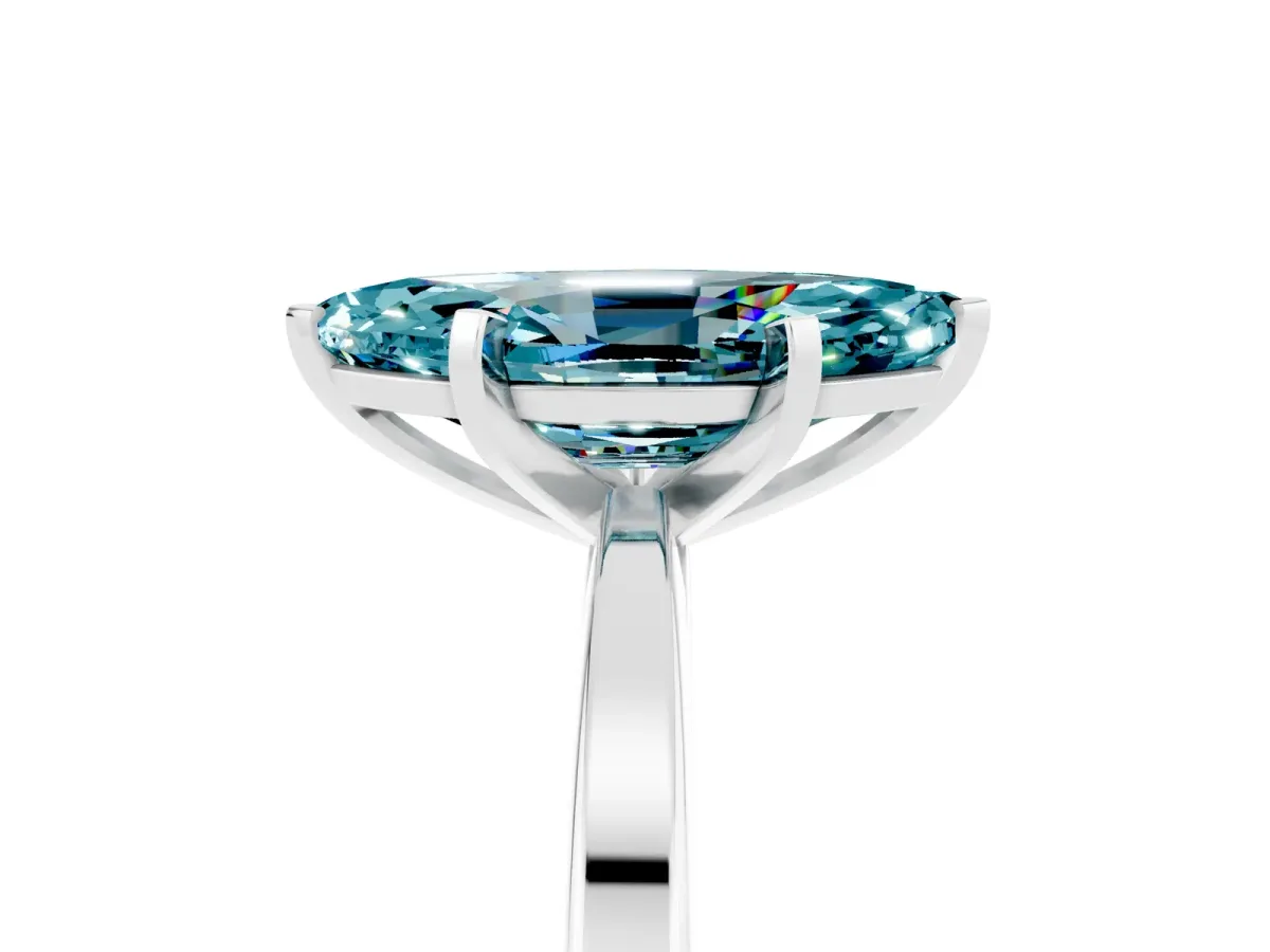 Marquise Cut Blue Topaz Solitaire Engagement Ring with Classic Band and Four-Prong Setting Silver