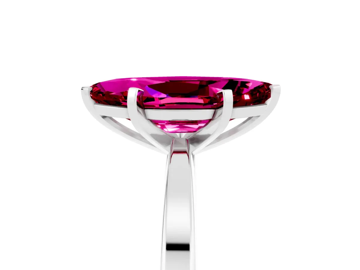 Marquise Cut Garnet Solitaire Engagement Ring with Classic Band and Four-Prong Setting Platinum