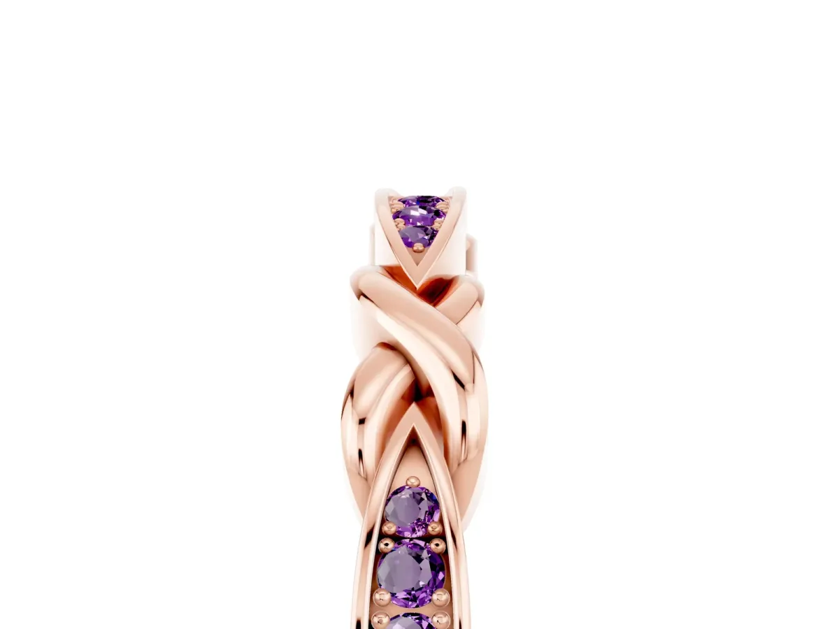 Twisted Marquise Amethyst Pavé Band with Shared Prong Setting Rose gold