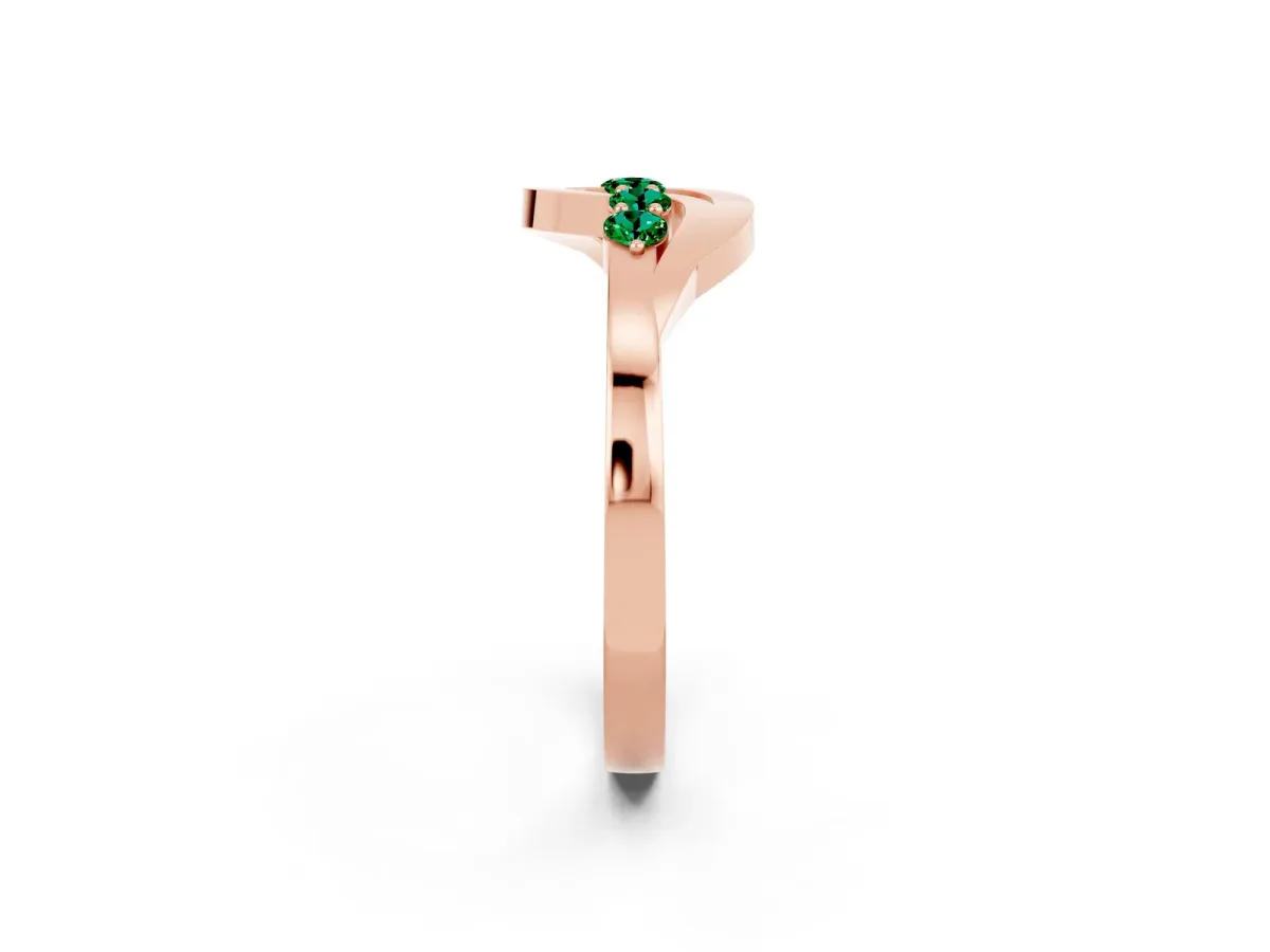 Five-Stone Round Emerald Crossover Band with Prong Setting Rose gold