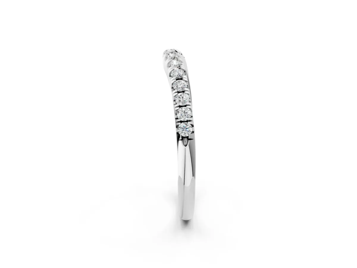 Round Diamond Pavé Curved Band with Shared Prong Setting Platinum
