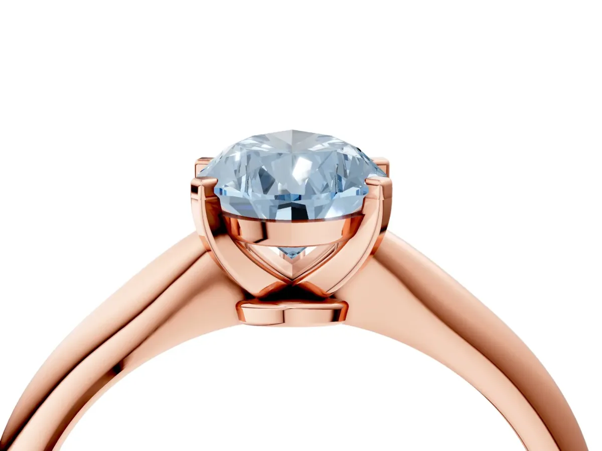 Fancy Blue Pear Cut Diamond Solitaire Engagement Ring with Classic Band and Four-Prong Setting Rose gold
