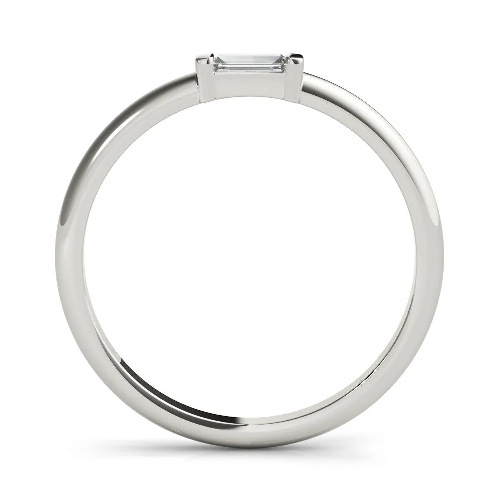 Baguette Solitaire Bar-Set Minimalist Band Silver