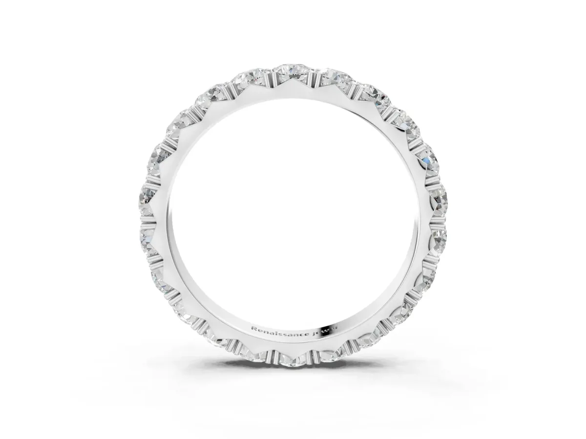Round Diamond Eternity Band with Pavé Setting and Shared Prong Platinum