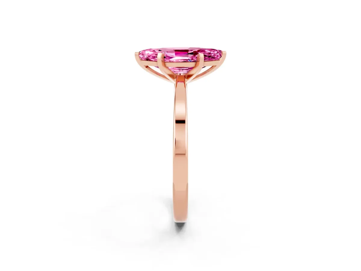 Marquise Cut Pink Sapphire Solitaire Engagement Ring with Classic Band and Four-Prong Setting Rose gold