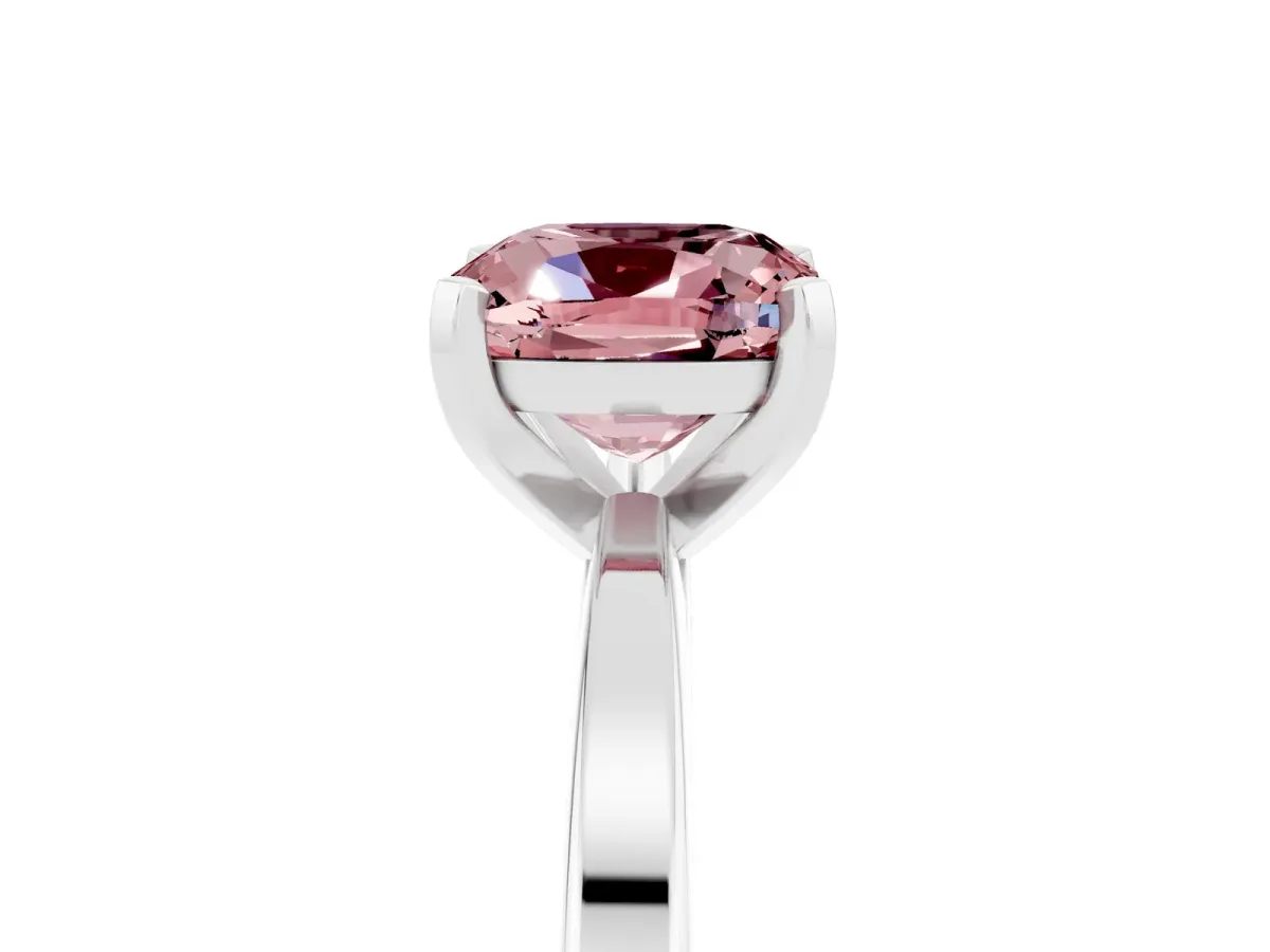 Cushion Cut Morganite Solitaire Engagement Ring with Classic Band and Four-Prong Setting Silver
