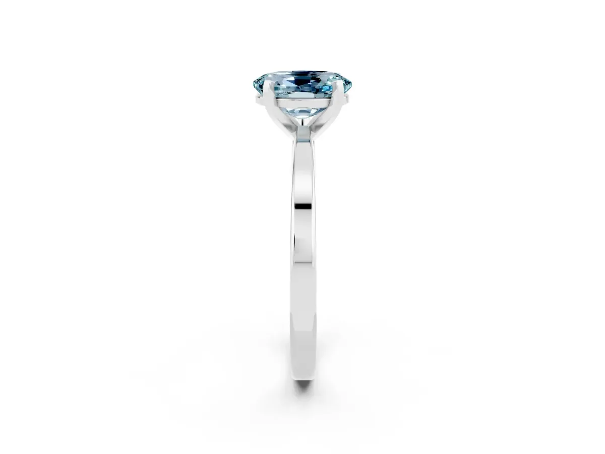 Oval Cut Aquamarine Solitaire Engagement Ring with Classic Band and Four-Prong Setting Platinum