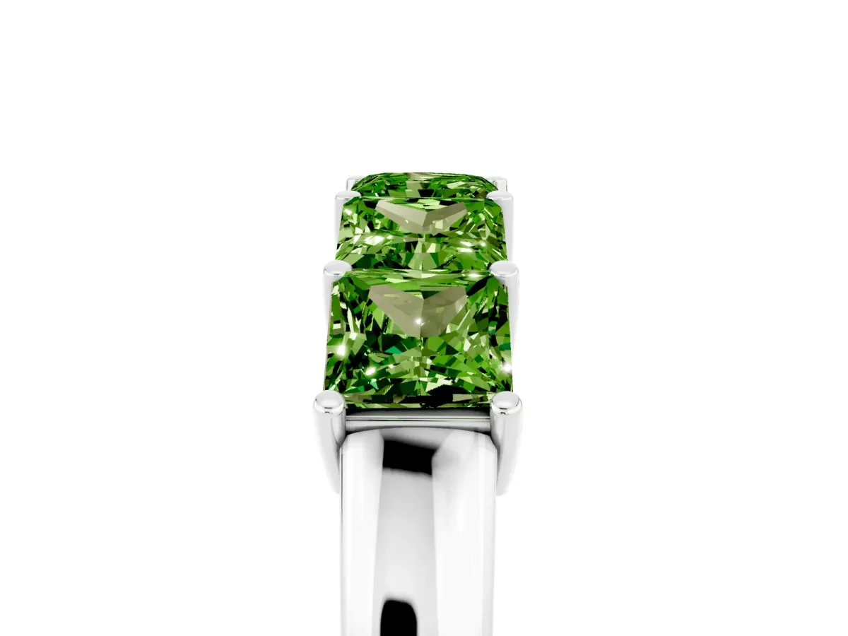 Princess Cut Five-Stone Peridot Band with Prong Setting Silver