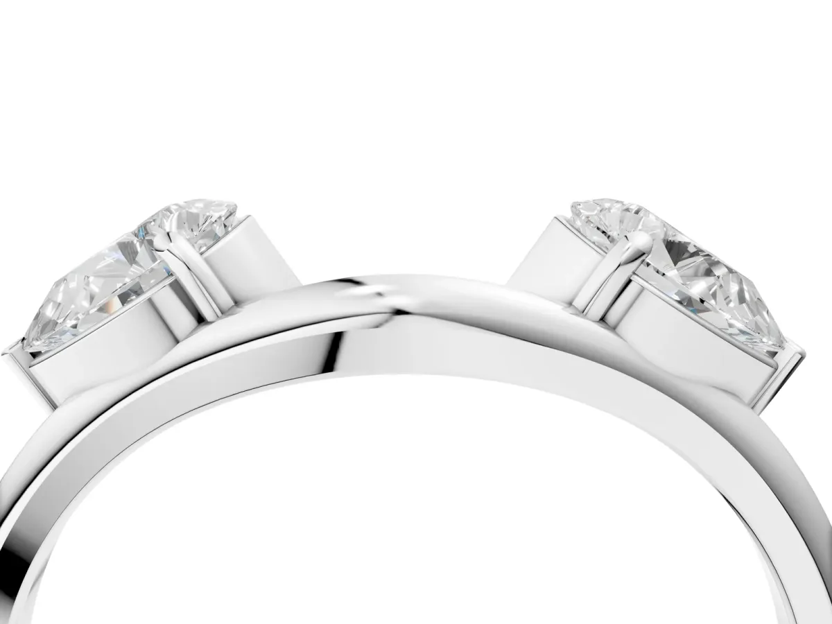 Two-Stone Pear Diamond Bypass Ring with Prong Setting White gold