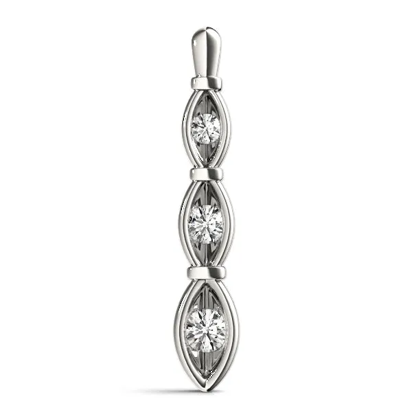 Marquise Diamond Bar Pendant with Bezel Setting White gold