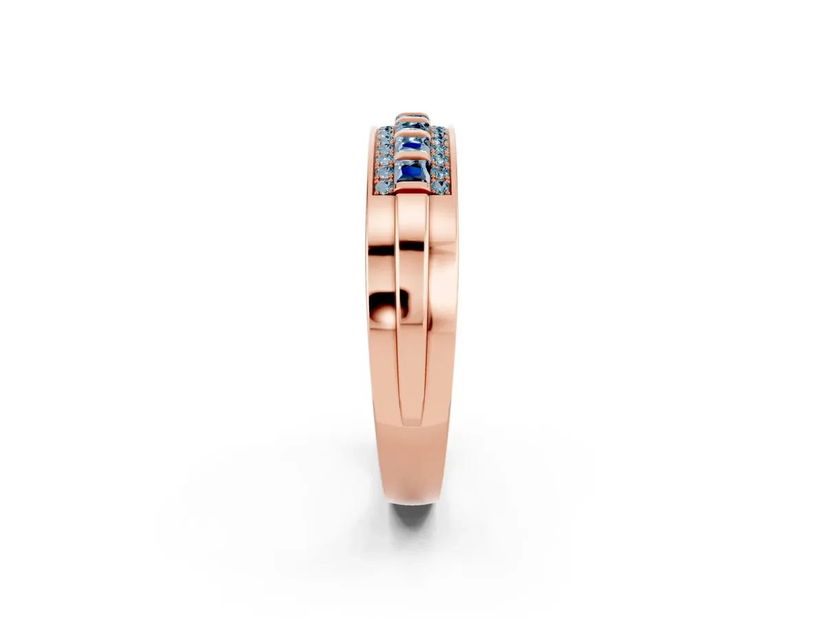 Bar-Set Princess Cut Aquamarine Pavé Band Rose gold