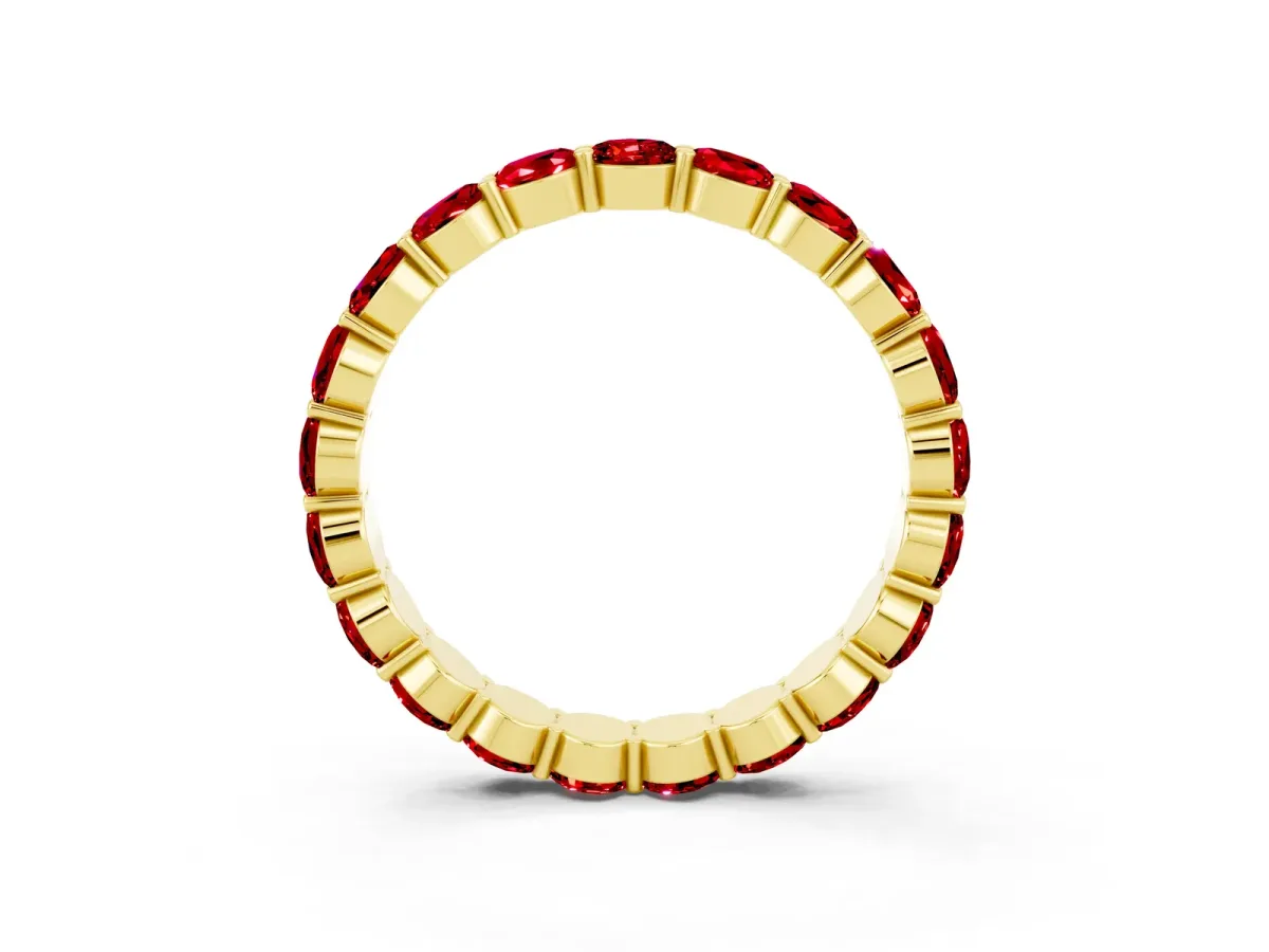 Round Ruby Eternity Band with U-Prong Setting Yellow gold