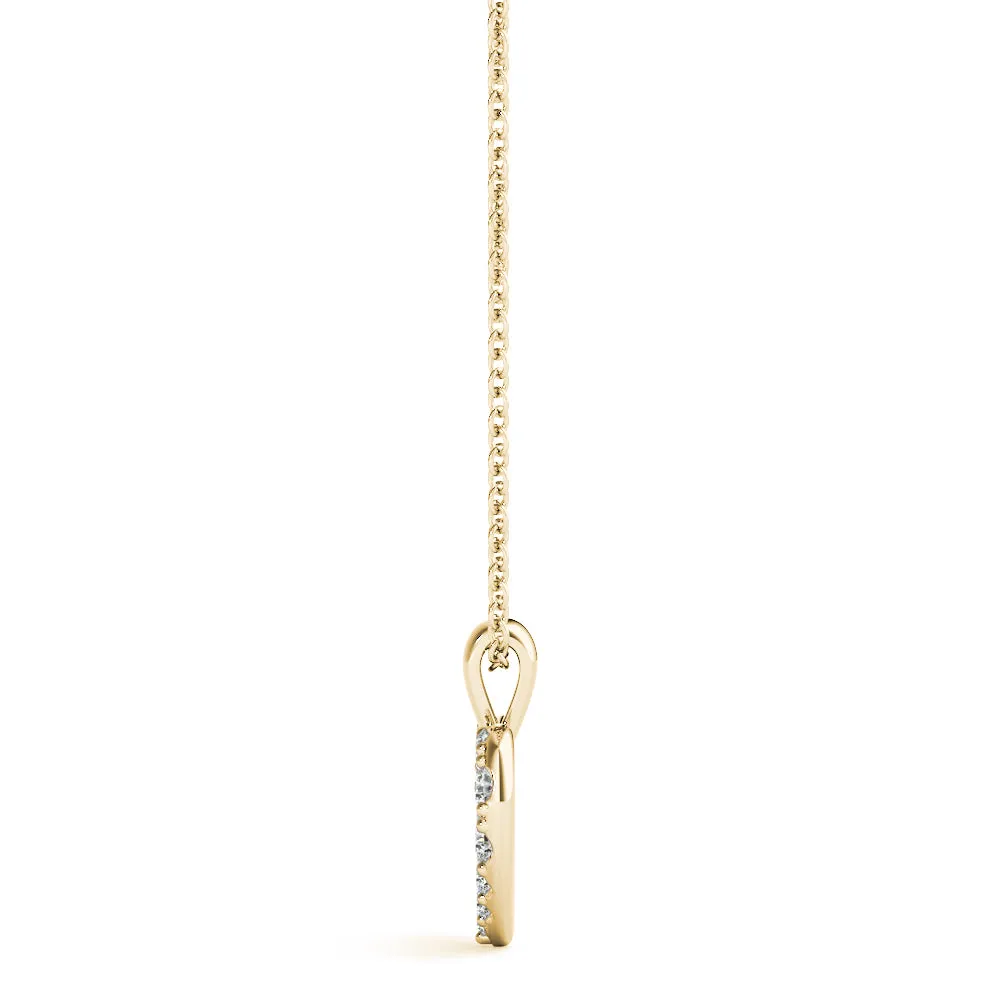 Pavé Round Diamond Heart Pendant Yellow gold