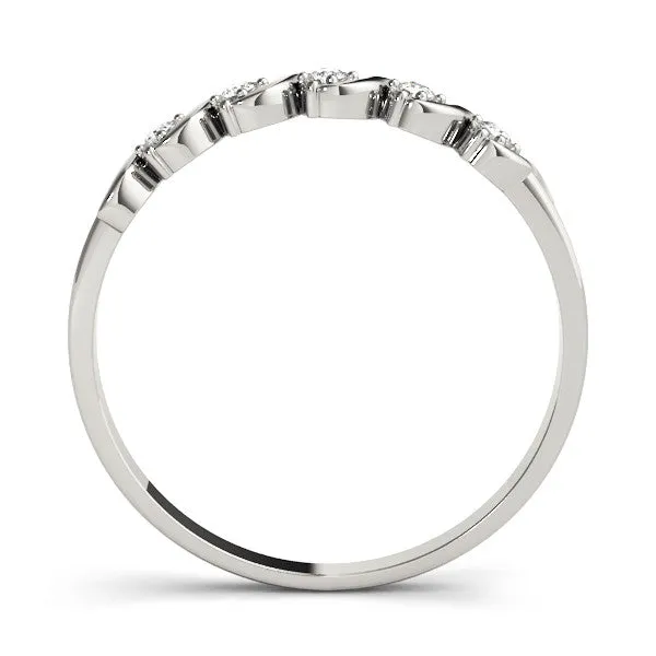 Twisted Prong Round Diamond Channel Band Silver