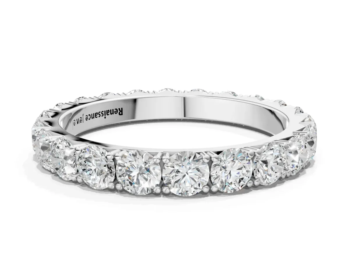 Round Diamond Eternity Band with Pavé Setting and Shared Prong Platinum