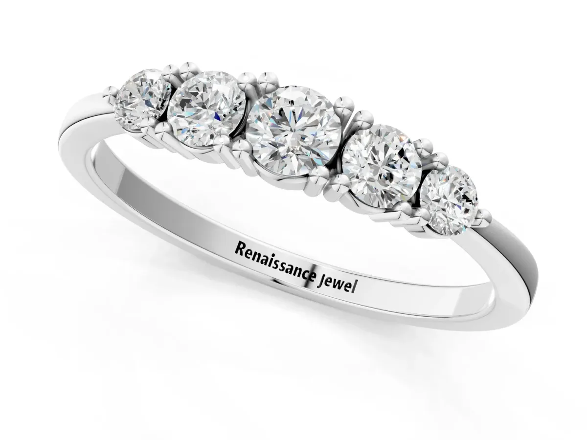 Round Brilliant Diamond Half-Eternity Band with Prong Setting White gold