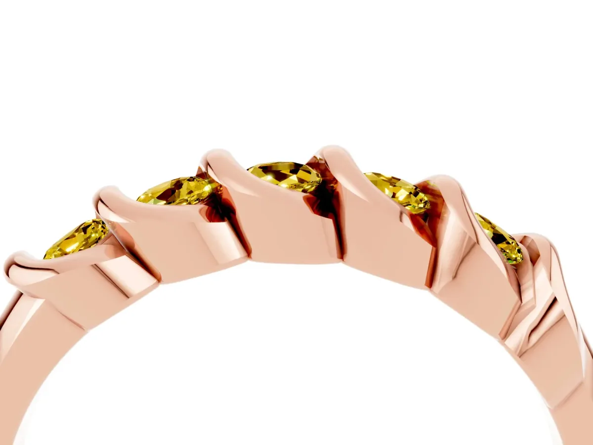 Round Yellow Sapphire Eternity Band with Twist Prong Setting Rose gold