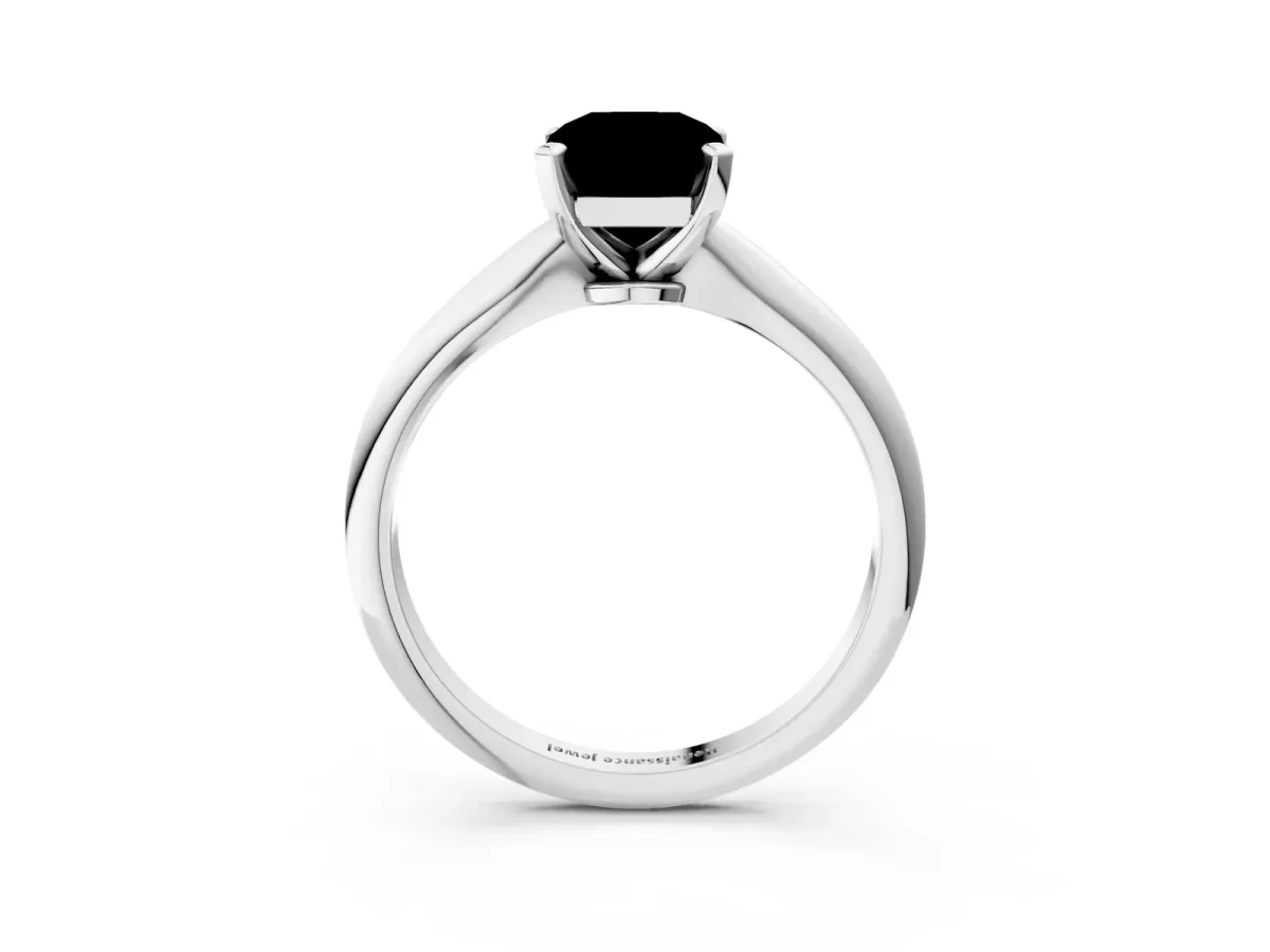 Fancy Yellow Radiant Cut Diamond Solitaire Engagement Ring with Classic Band and Four-Prong Setting Silver