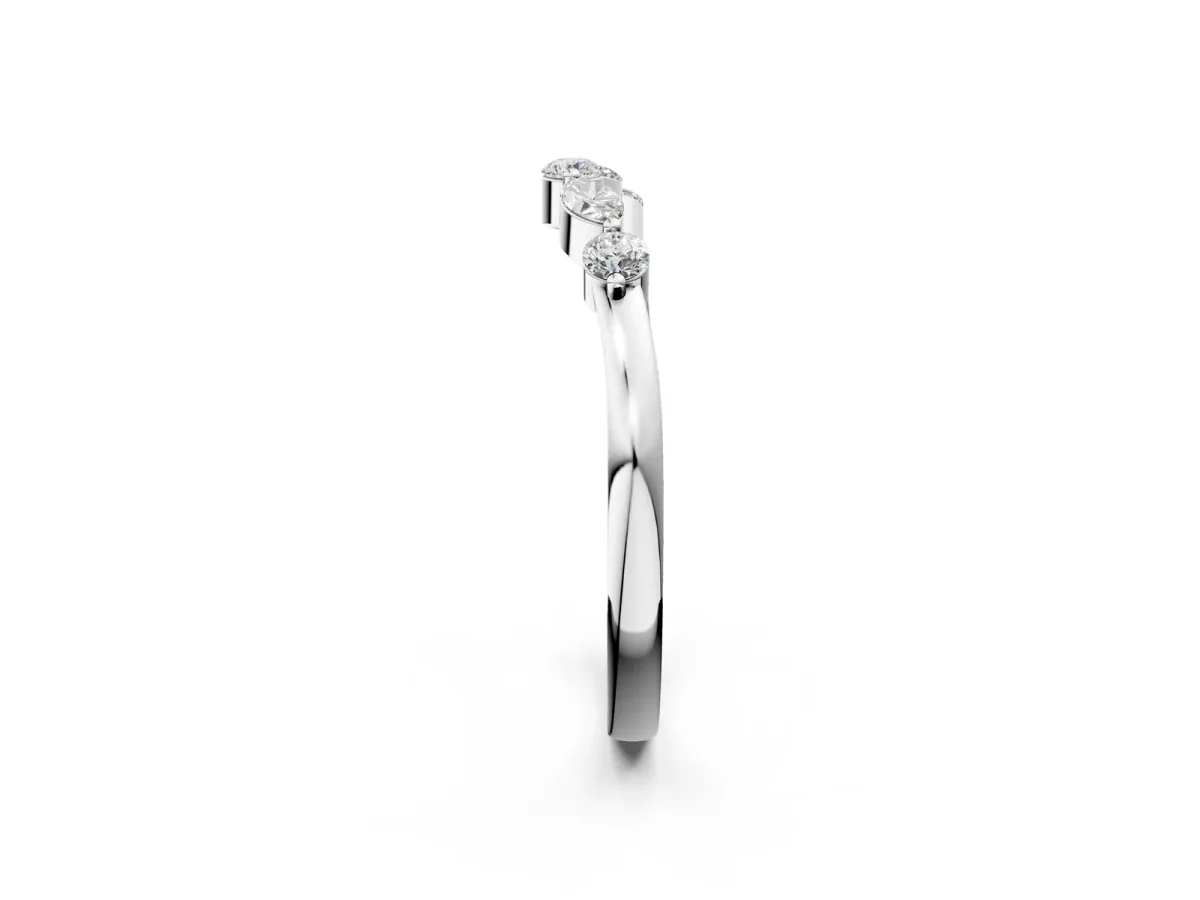Round and Marquise Diamond Half Eternity Band with Prong Setting Platinum