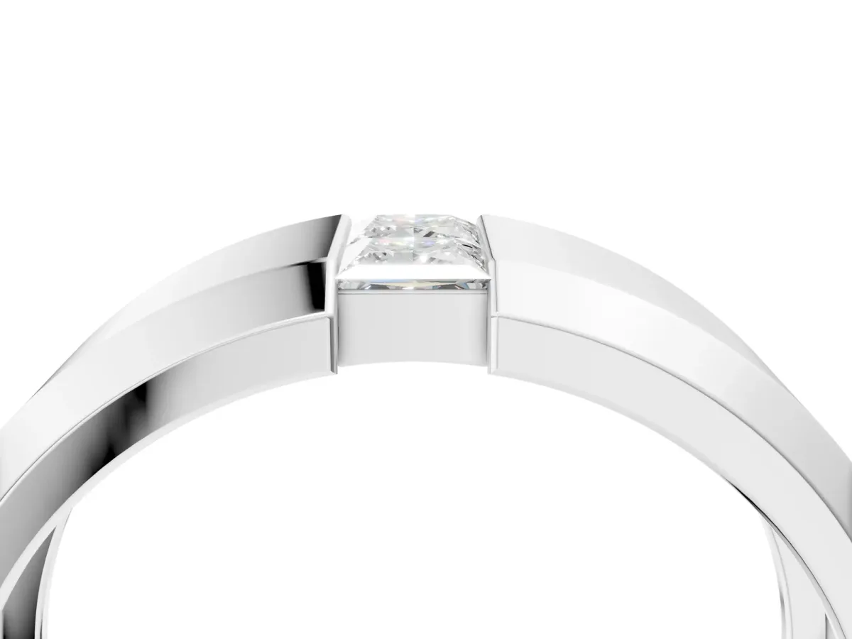 Princess Diamond Two-Stone Mens Band White gold