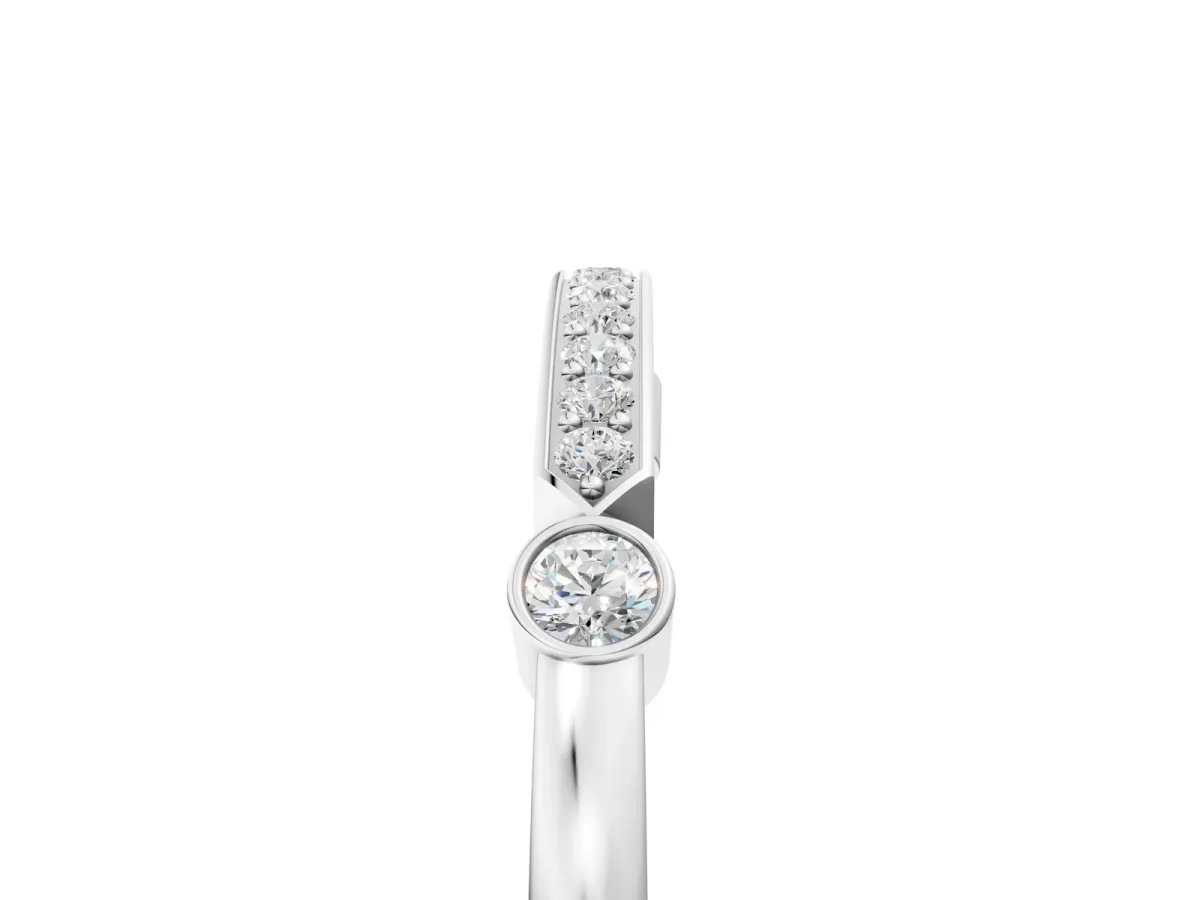 Pavé Round Diamond Bar Station Ring with Channel Setting Platinum