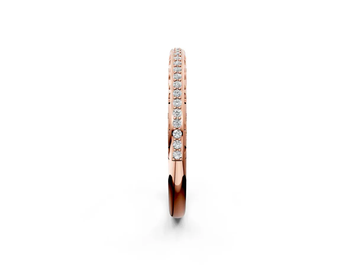Round Diamond Channel-Set Eternity Band with Filigree Detailing Rose gold